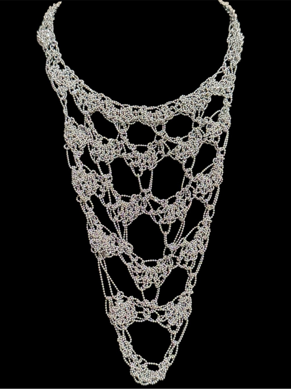 Metal Ball Bead Silver Mesh Necklace